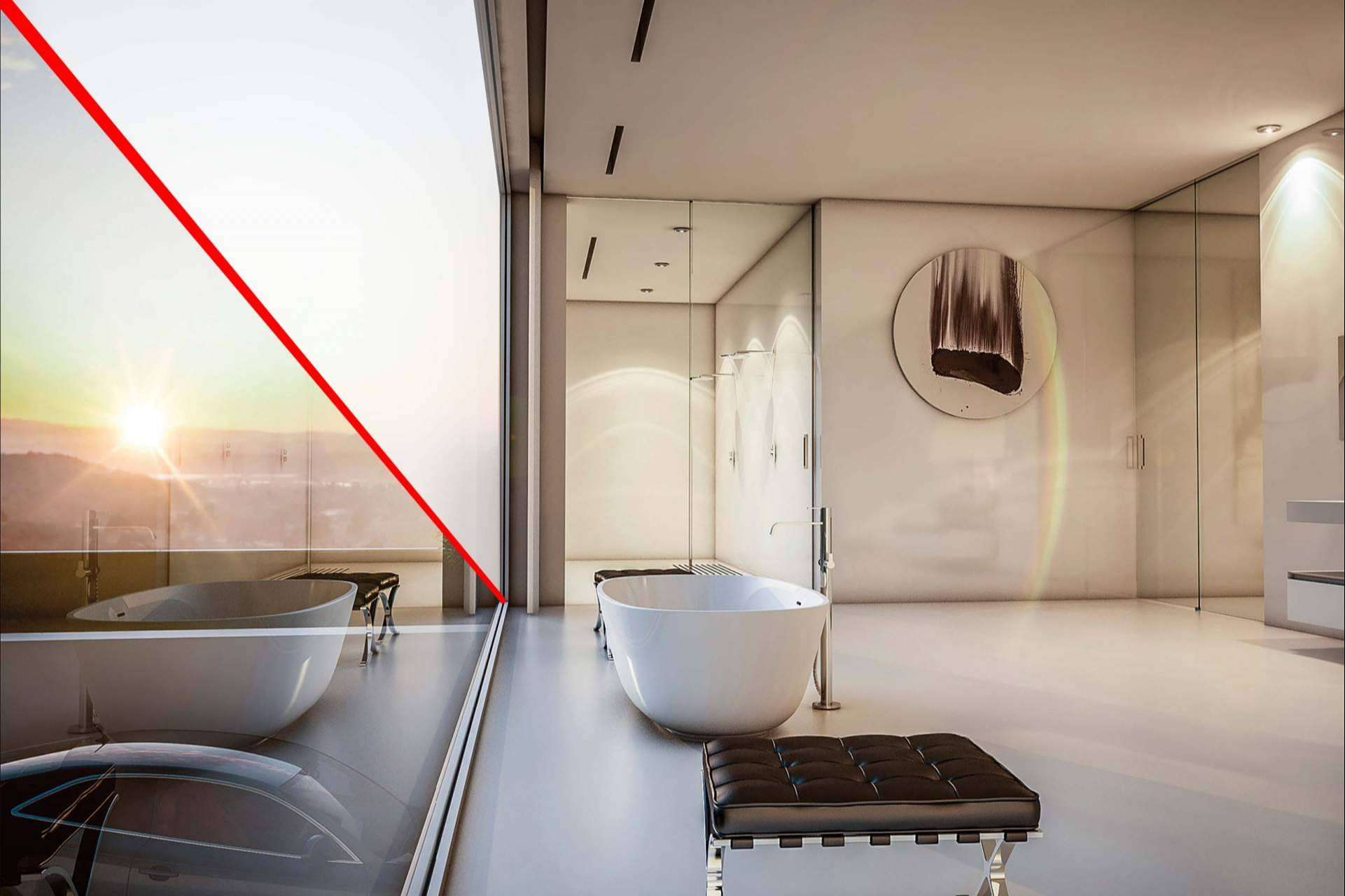 El vidrio inteligente de Duriglass, el Smart Glass On-Off