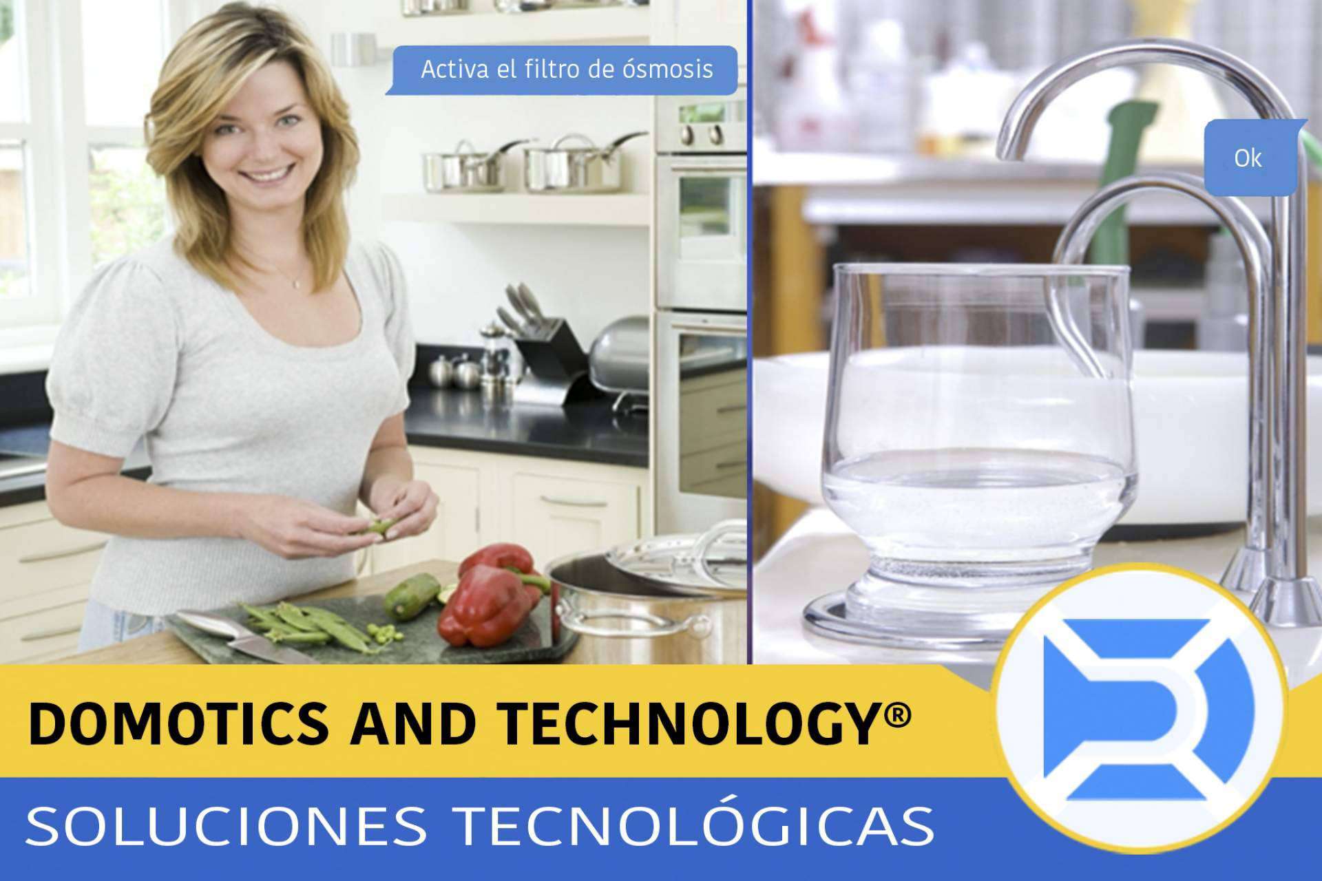 Agua osmotizada con la válvula inteligente de Domotics and Technology