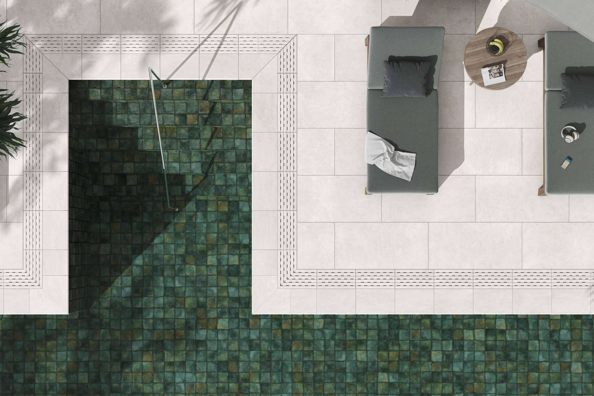 Interazulejo sobre los beneficios del gres porcelánico para la piscina