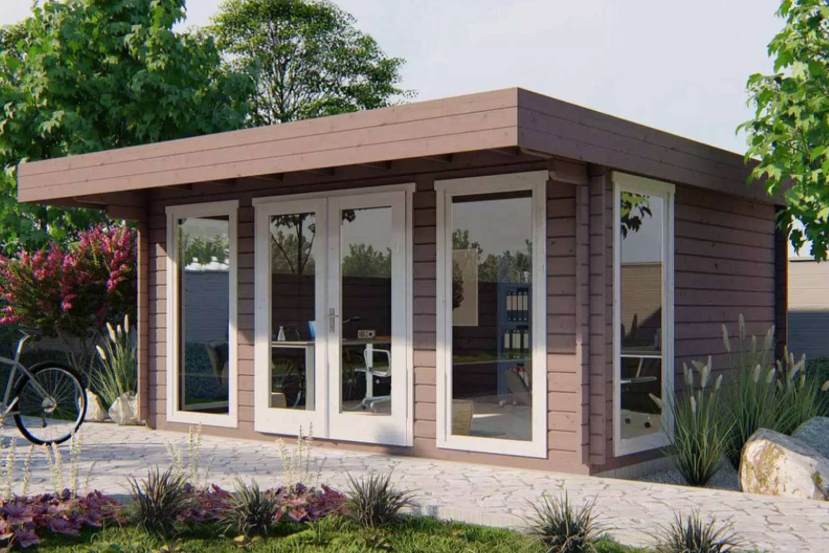 Diseños modernos de casas de madera con techos planos en HobyCasa