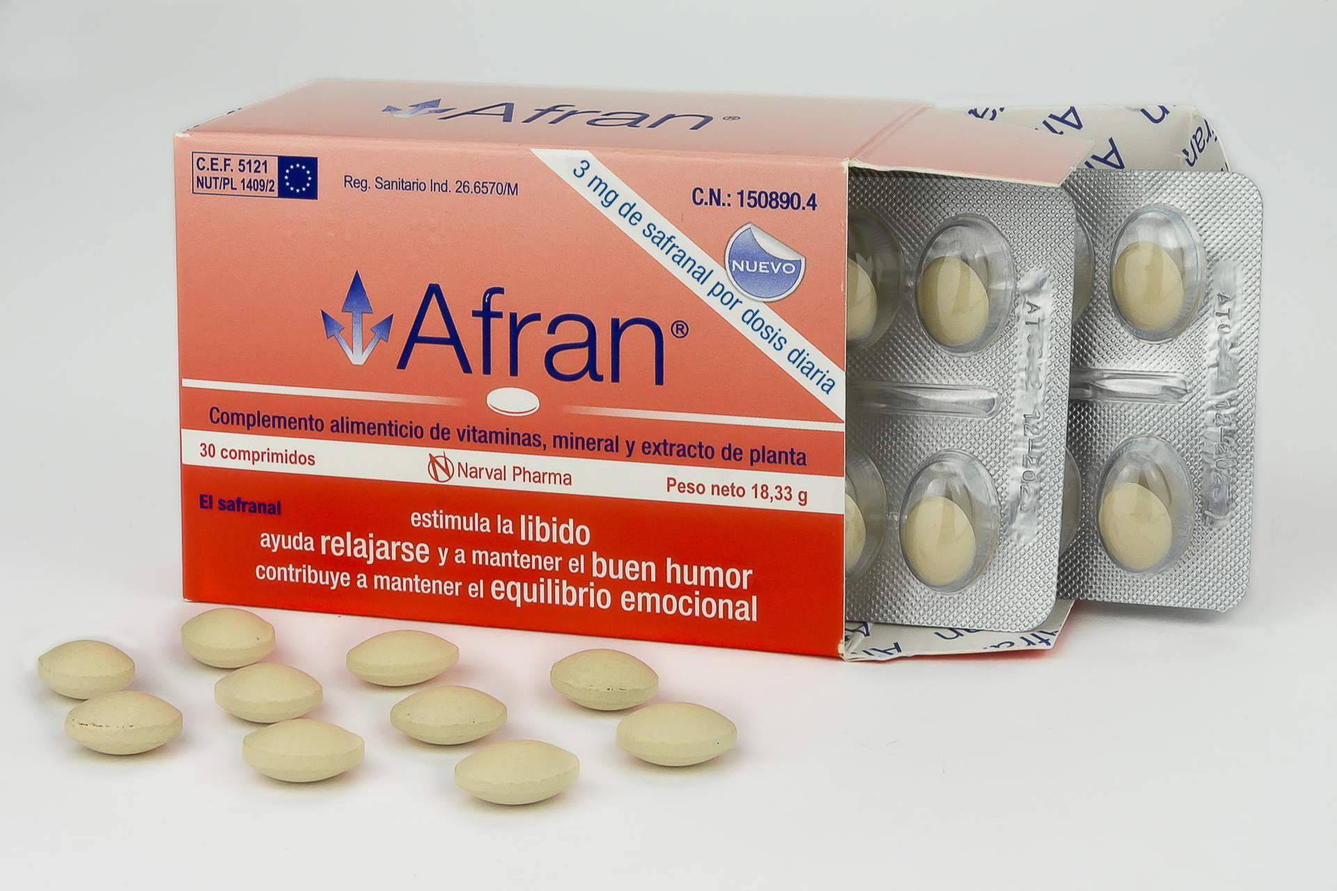 Afran con safranal; equilibrio emocional visible en todas las etapas, incluida la menopausia