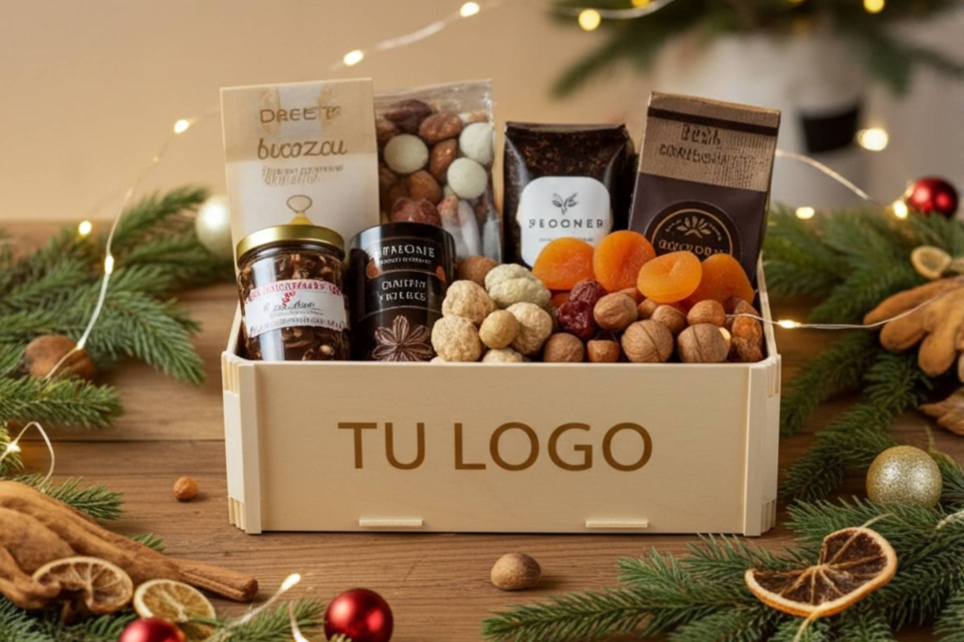 Packaging para cestas de Navidad personalizable con Sincla