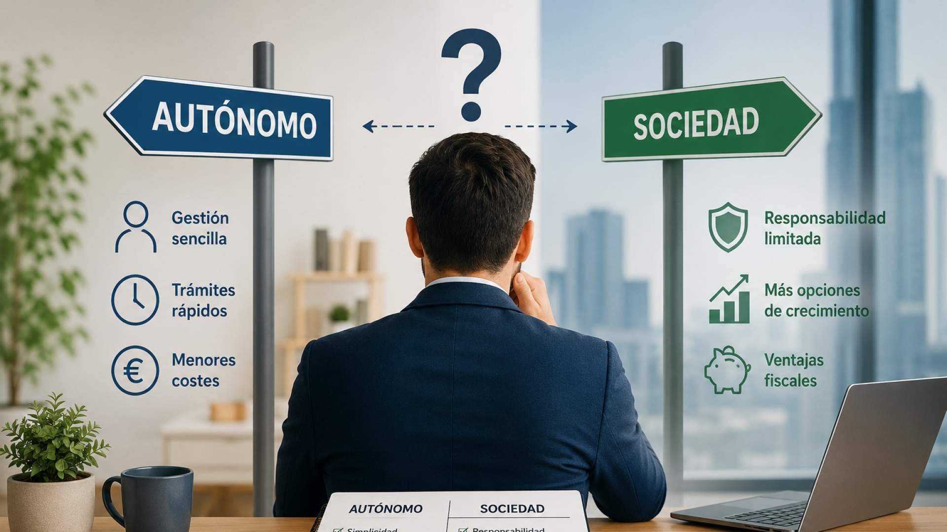 Autónomo o sociedad, qué opción resulta más conveniente según cada actividad profesional
